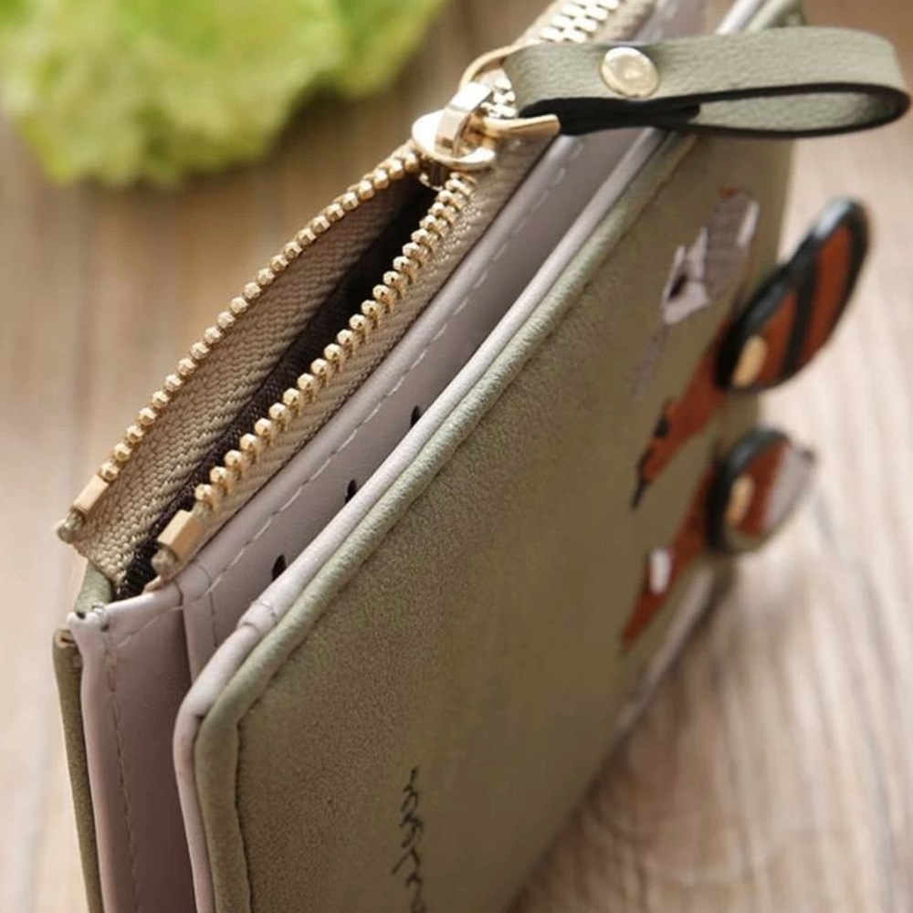 🦊 SOLD Cute green wallet animal embroidery tails - Picture 4 of 5